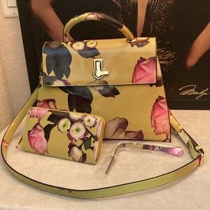 Yellow Floral  Crossbody Handbag
